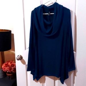 Size 14/16 Dark Teal Cowl Neck Tunic Sweater